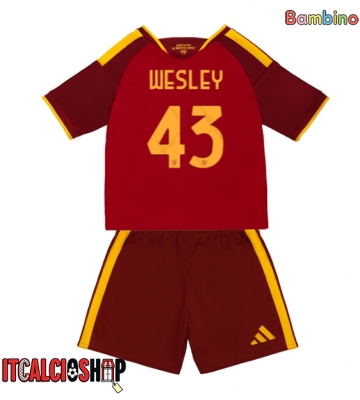 AS Roma Wesley Franca #43 Prima Maglia Bambino 2026-27 Manica Corta (+ Pantaloni corti)